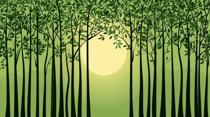 Obraz premium Enchanting Forest Landscape with Lush Foliage and Soft Sunlight