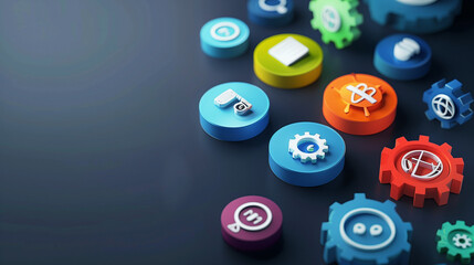 Technical Support and Customer Service Concept. Icon of tools, with icons for customer service, 24/7 support, communication, and technical maintenance. business technology in customer assistance.