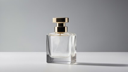 Elegant Glass Perfume Bottle: Minimalist Gold Accent, Clean Design