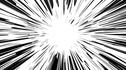 Naklejka premium Abstract black and white comic book-style background with lines of speed