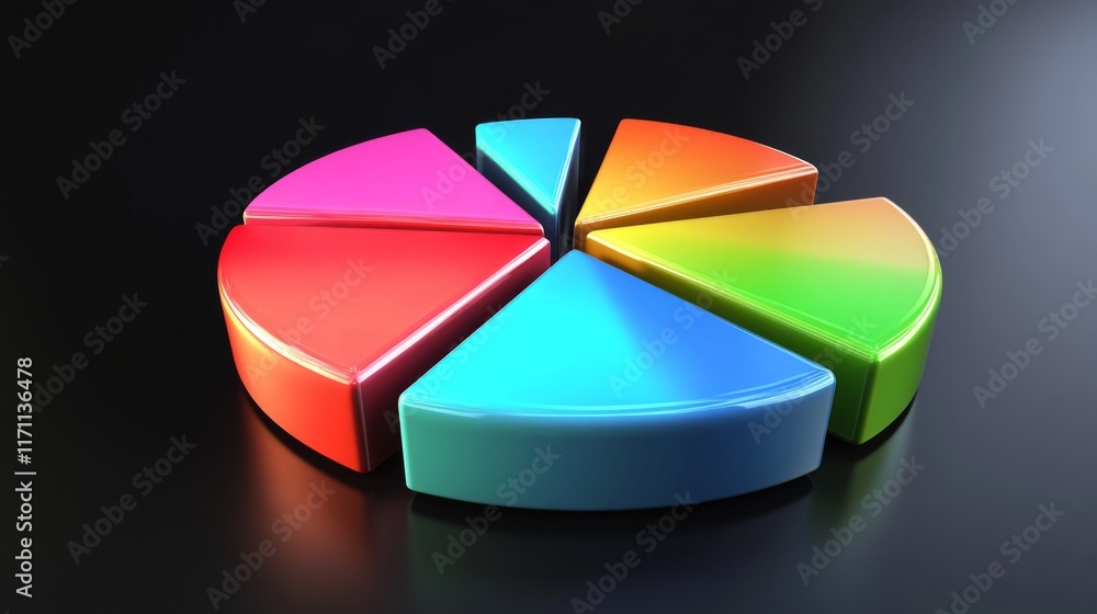 Aufkleber A professional D pie chart illustrating sales distribution, featuring detailed textures on each slice and subtle lighting that adds depth to the overall design.