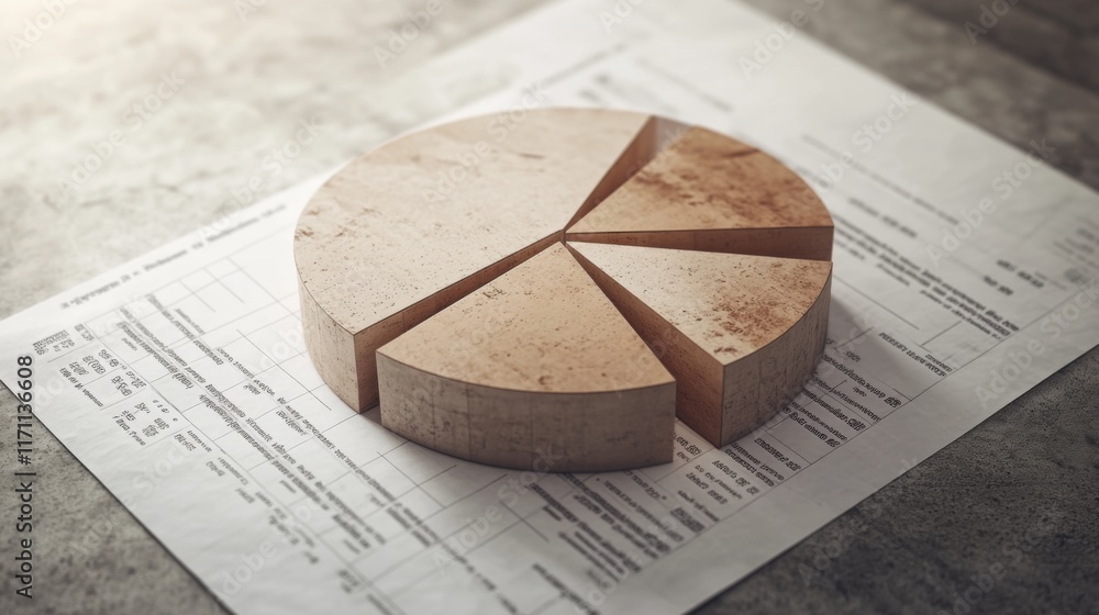 Aufkleber a professional d pie chart illustrating sales distribution, featuring detailed textures on each slic