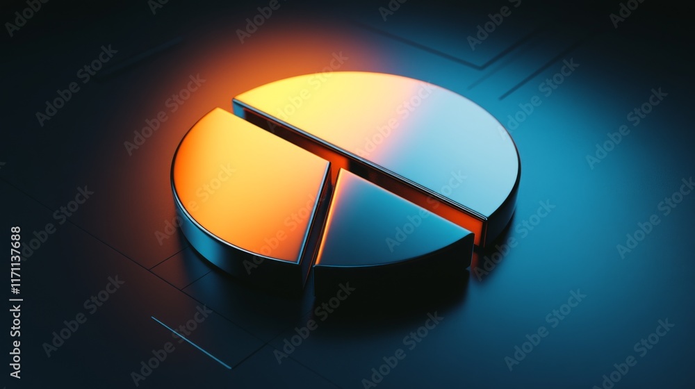 Aufkleber a professional d pie chart illustrating sales distribution, featuring detailed textures on each slic