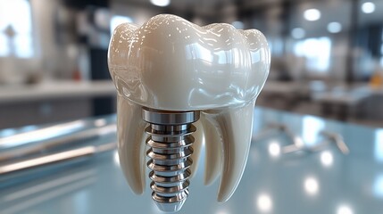 Dental implant, lab, tooth, crown, surgery, background,  3D render, healthcare