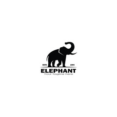 Elephant with its trunk up logo vector graphics