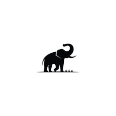 Elephant with its trunk up icon vector graphics