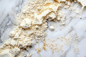 Fine Texture of White Flour Spread Across a Marble Surface Showcasing Different Shades and Nutritional Variations for Culinary Use in Baking and Cooking