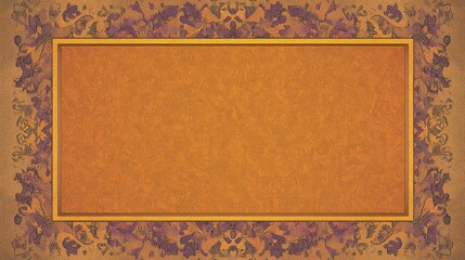Ornate orange frame, vintage floral border, decorative background