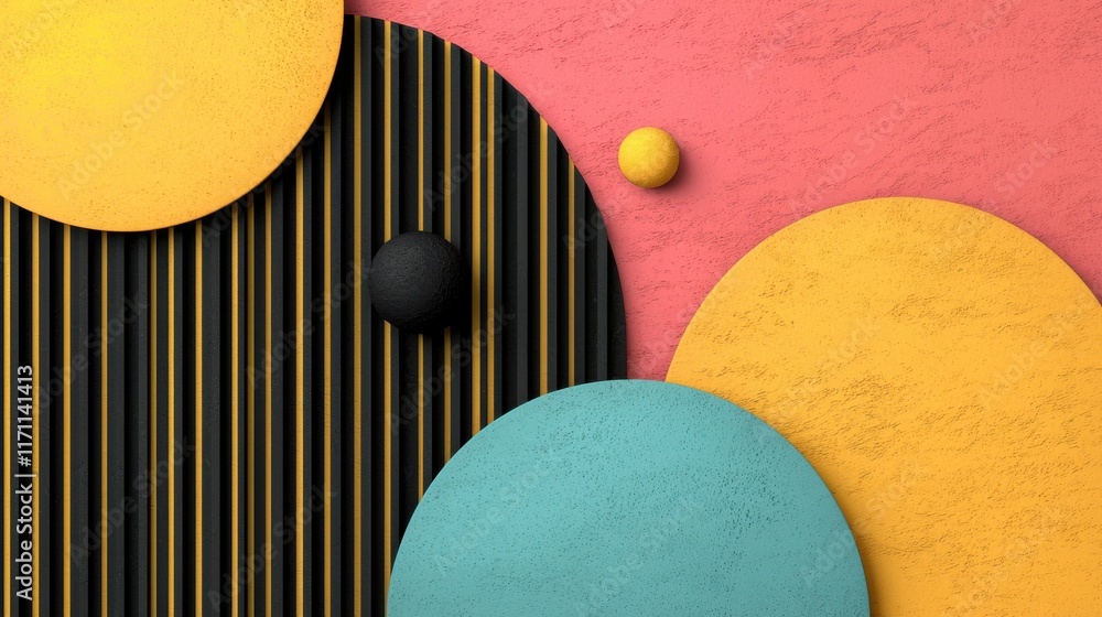 Poster vibrant geometric shapes and patterns in abstract colorful composition