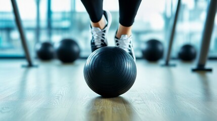 Fitness Exercise with Health Props in High Contrast