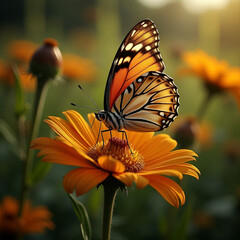 Obraz premium butterfly on flowe