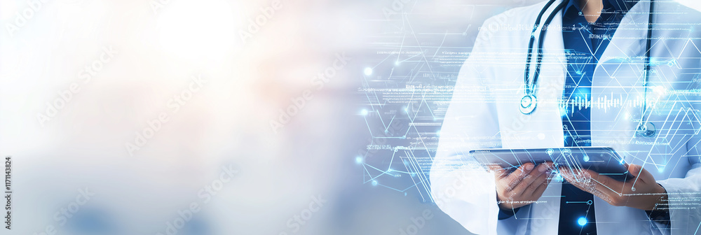 Poster streamlining processes and work with virtual processes in a hospital, digital patient files and cost
