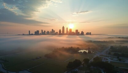 sunset over the city