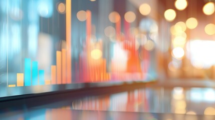 Abstract financial data display with blurred city lights in background.