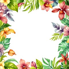 Naklejka premium marco de flores estilo acuarela