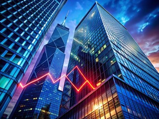 Stock Market Crash: Downward Trending Graph Reflected in Modern Architecture