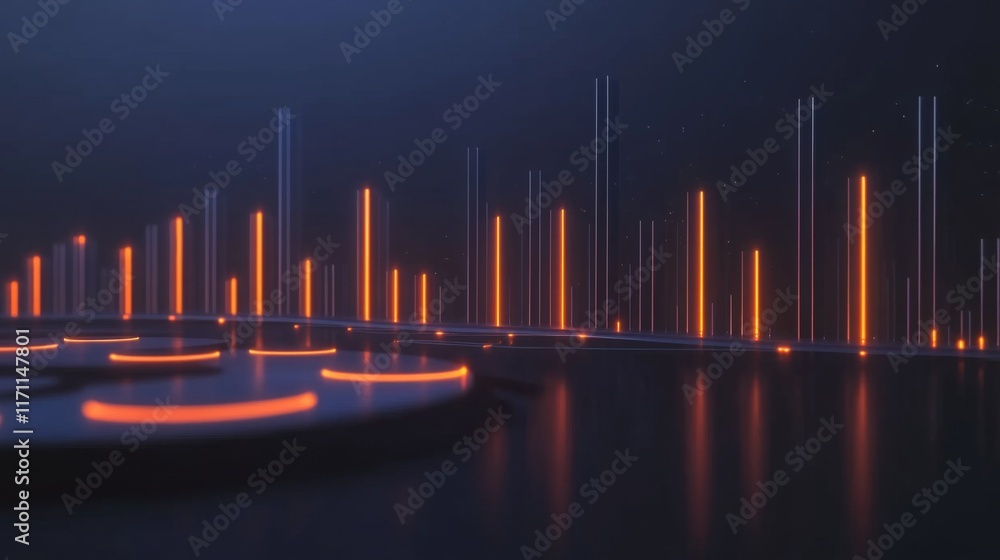 Fototapete A sophisticated D financial bar chart with animated transitions between different data sets, showcasing the dynamics of market changes over a specified period.
