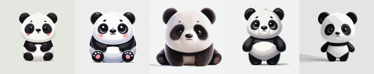 Very cute faced panda vector