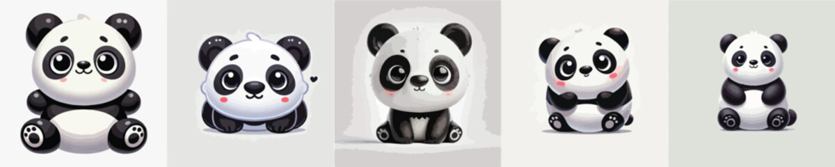Naklejka premium Very cute faced panda vector