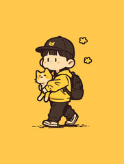 character Illustration with a Cat