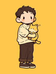 character Illustration with a Cat