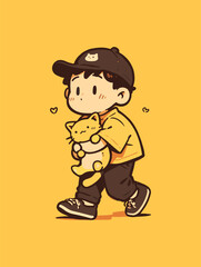 character Illustration with a Cat