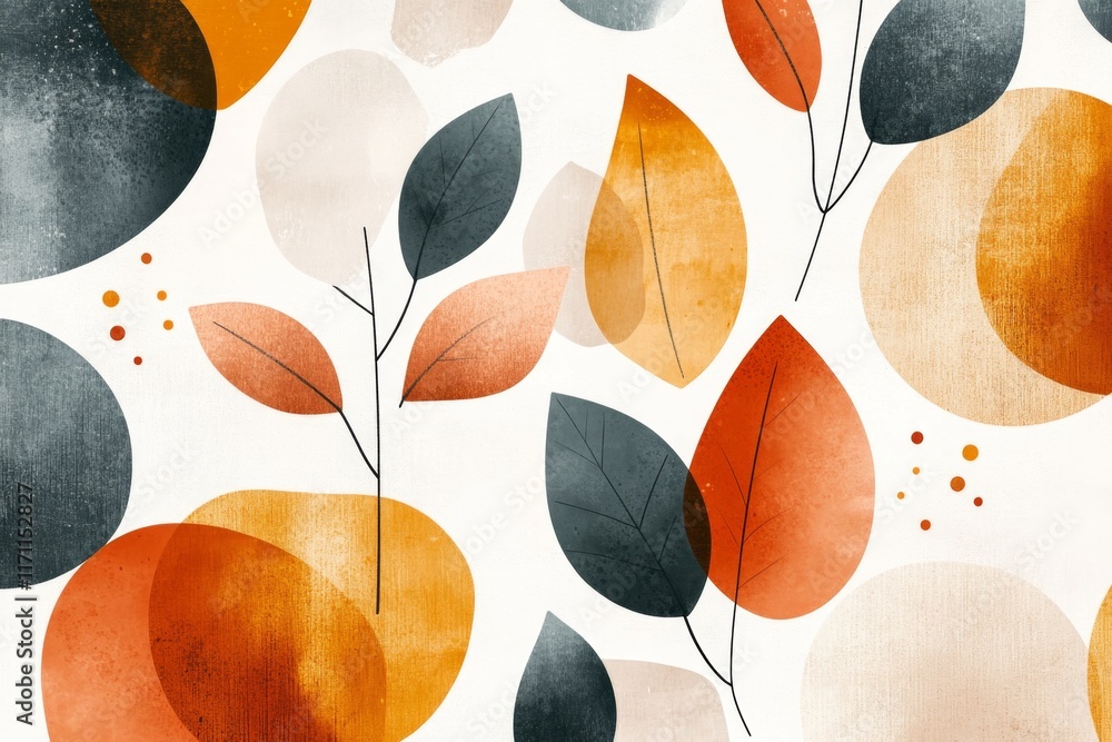 Aufkleber a simple and colorful drawing of a jungle canopy with layers of green leaves and abstract wildlife s