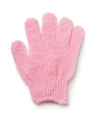 Top view of pink exfoliating glove