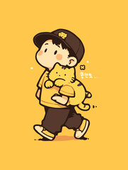 character Illustration with a Cat