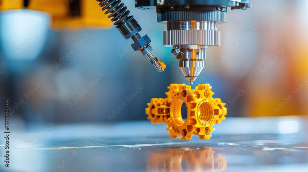 Leinwandbilder 3d printed mechanical part being assembled with precision tools, showcasing advanced technology and 