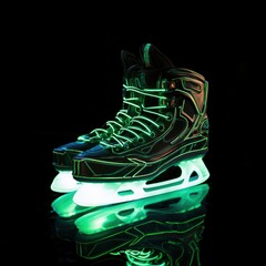 Glowing neon ice-skating boots shoes with blade
