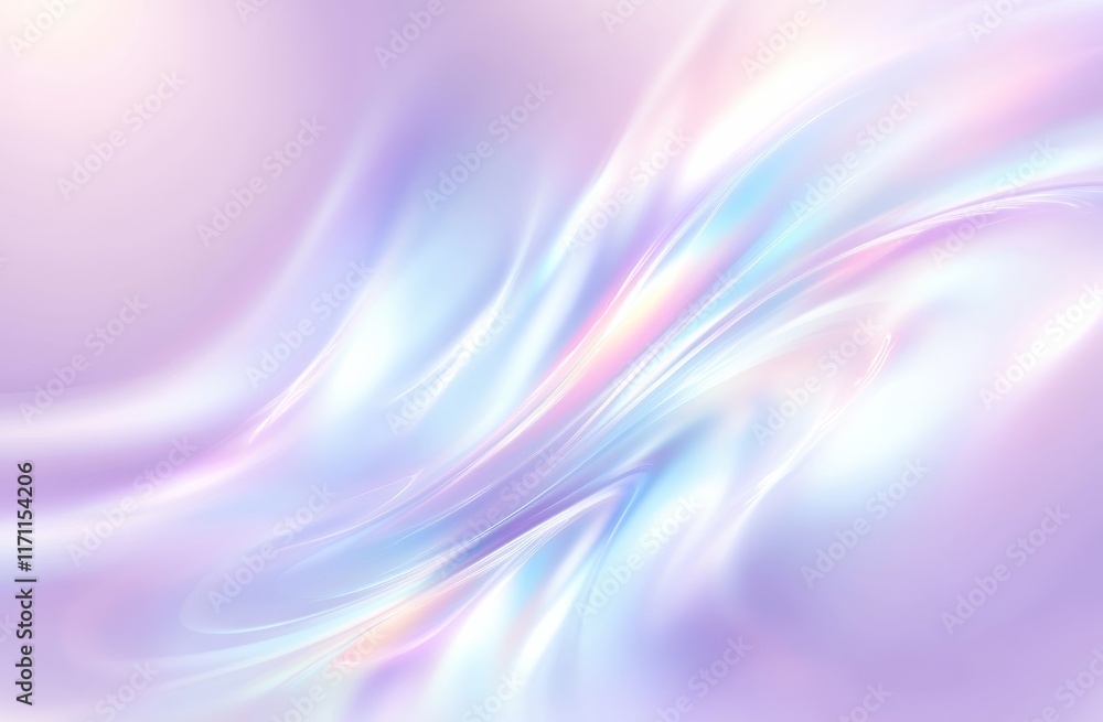 Poster soft light purple background with iridescent waves creating dreamy atmosphere. gentle flow of colors