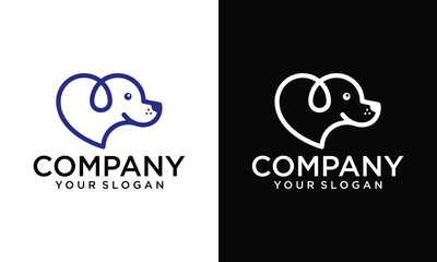 Creative Love animal logo with dog and heart