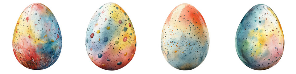 Soft Watercolor Easter Eggs with Colorful Patterns and Stitched Edges for Seasonal Decor and Craft Projects
