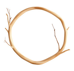 Obraz premium round beautiful tree branch frame, smooth clean wood frame decoration art, cutout png