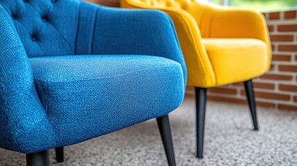 Vibrant Blue and Yellow Accent Chairs in Modern Living Space