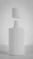 A bottle of perfume with a cap on top. The bottle is blue gradient glass premium photo 3d render