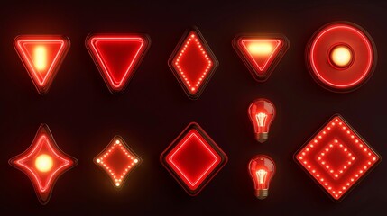 glowing neon light with triangle signs