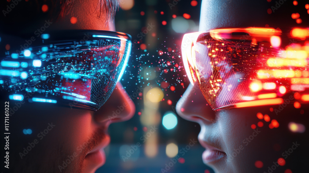 Aufkleber revolutionary technology enhances communication through futuristic glasses, showcasing vibrant inter