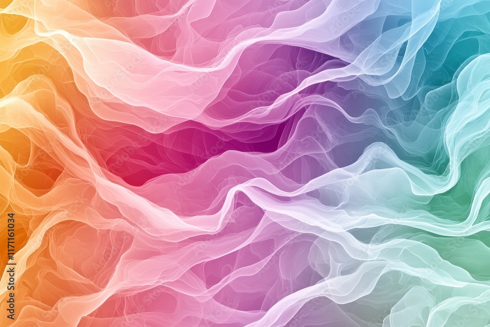 Poster abstract colorful wave patterns with soft light effects in beautiful flowing design