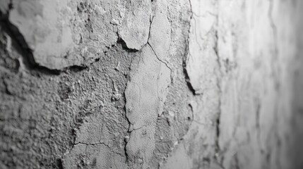 Obraz premium Cracked Plaster Wall Texture: A Monochromatic Study in Decay and Time