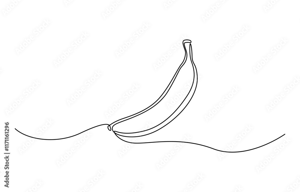 Aufkleber continuous line of bananas, banana in continuous line art drawing. one line continuous fresh banana.