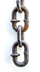 Obraz premium Old rusty chain isolated on white background