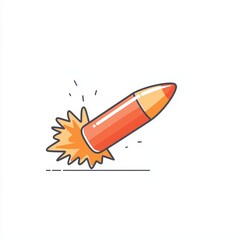 Naklejka premium Bright Red Rocket Illustration with Flames and Motion Effects on a White Background