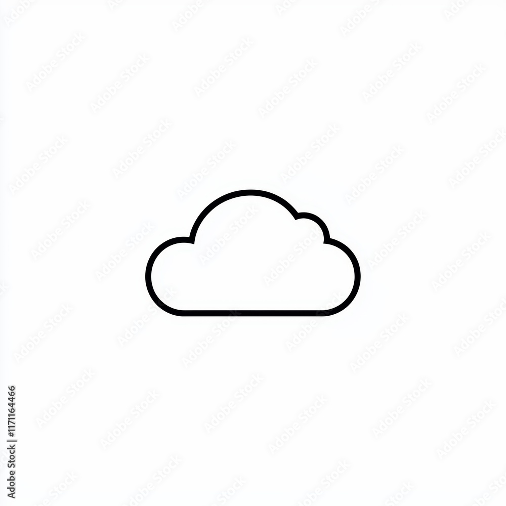 Poster simple minimalist outline of a cloud on a clean white background design