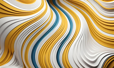 Abstract Wavy Design with Gold, White and Blue Curves, High Quality Wallpaper Design, Generative Ai