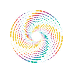 Spiral abstract swirl circular background. Hypnotic colorful halftone circular patterns design.