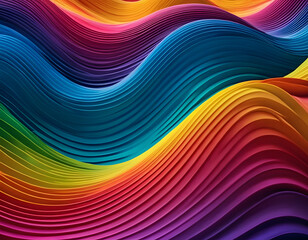 Bright Abstract Rainbow Wave Design, High Quality Wallpaper Design, Generative Ai