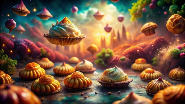 Surreal Floating Pastizzi: Maltese Pastry in Dreamlike Setting