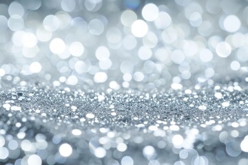 Shimmering Christmas Texture: Glittering Abstract Bokeh Background in White and Silver